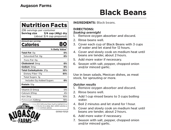 Augason Farms: Black Beans Pail